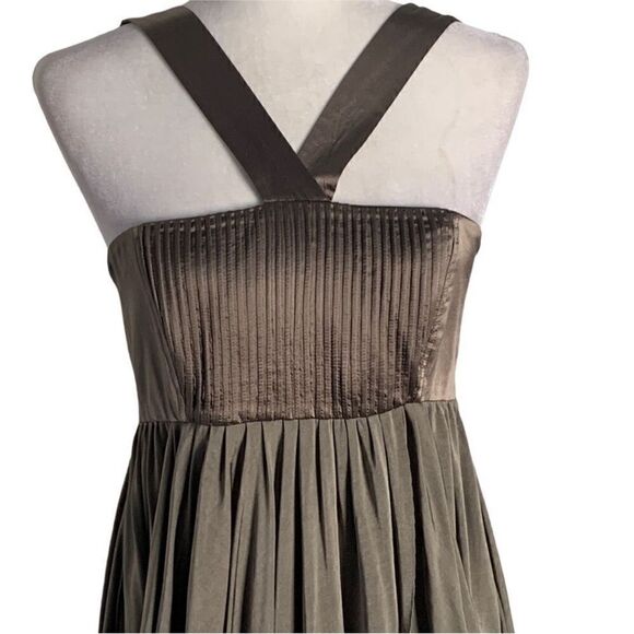 Alice and Olivia Olive Green Silk Draped Halter Midi Dress| Size M - Picture 2 of 11